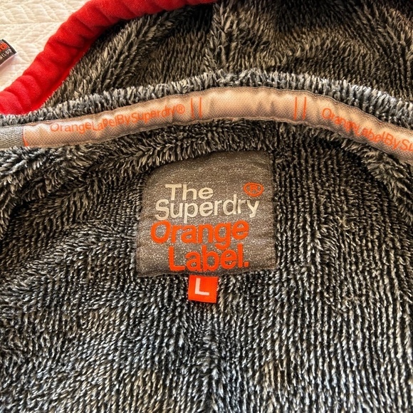 Superdry Orange Label Vintage Logo Borg Lined Zip Hoodie Size L - Picture 5 of 17